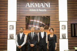 Armani Hotels team at their stand by Loesje Kessels Fashion Photographer Dubai