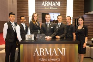 Armani Hotels & Resorts team at the stand by Loesje Kessels Fashion Photographer Dubai