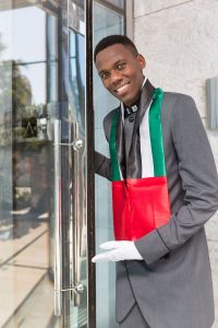 Doorman at Emaar's Address Boulevard by Loesje Kessels Fashion Photographer Dubai