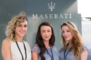 Sales ladies of Maserati at Art Dubai by Loesje Kessels Fashion Photographer
