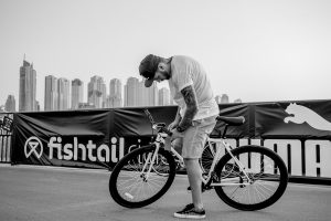 Influencer ready for the PUMA Fishtail ride bike event by Loesje Kessels Fashion Photographer Dubai