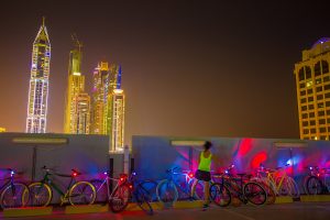 Girl parking her fishtail ride bike at the PUMA event by Loesje Kessels Fashion Photographer Dubai