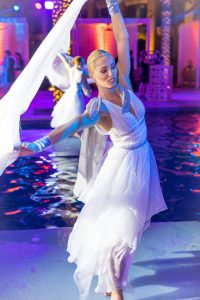 Dancers on the water at The Palace Downtown event by Loesje Kessels Fashion Photographer Dubai