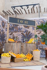 Lemon and orange stand at DIOR Cruise 2020 collection presentation by Loesje Kessels Event Photographer Dubai