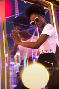 Neon fun fair fashion photoshoot by Loesje Kessels Fashion Photographer Dubai