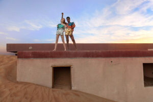 Piper MacKinnon and Blessing Williams in desert ghost town editorial photoshoot by Loesje Kessels